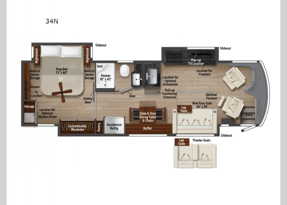 Floorplan - 2024 Journey 34N Motor Home Class A - Diesel