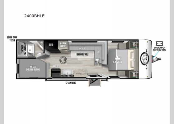 Floorplan - 2024 Ozark 2400BHLE Travel Trailer