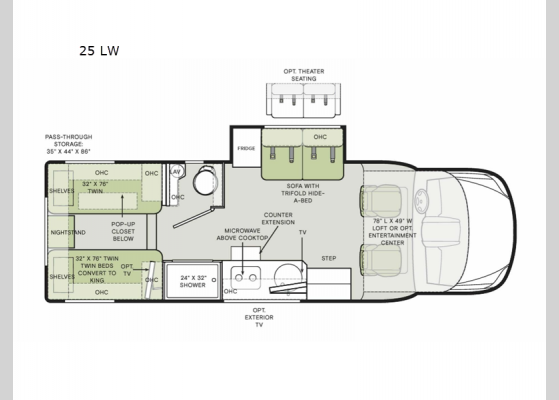 Floorplan - 2025 Wayfarer 25 LW Motor Home Class C - Diesel