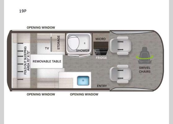Floorplan - 2024 Tranquility 19P Motor Home Class B - Diesel
