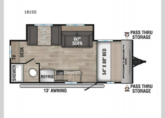 Floorplan - 2024 Sportsmen Classic 181SS Travel Trailer