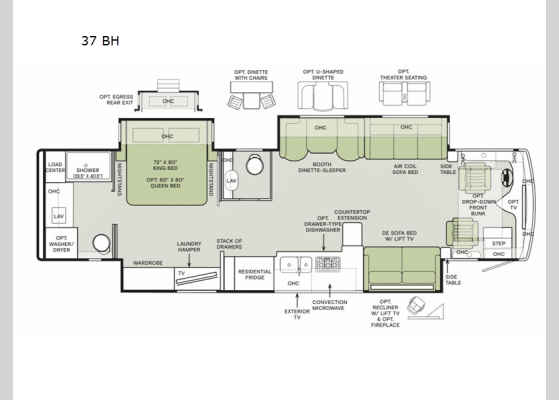 Floorplan - 2025 Phaeton 37 BH Motor Home Class A - Diesel