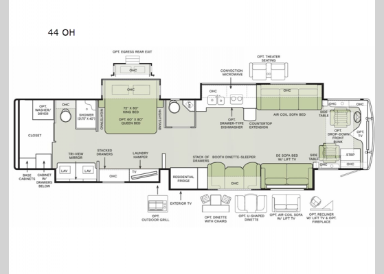 Floorplan - 2025 Phaeton 44 OH Motor Home Class A - Diesel