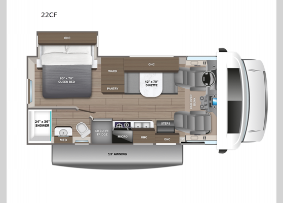 Floorplan - 2025 Odyssey SE 22CF Motor Home Class C