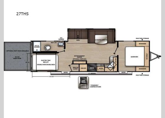 Floorplan - 2023 Catalina Trail Blazer 27THS Toy Hauler Travel Trailer