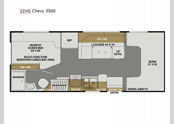 Floorplan - 2025 Freelander 22XG Chevy 3500 Motor Home Class C