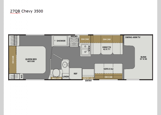 Floorplan - 2025 Freelander 27QB Chevy 3500 Motor Home Class C