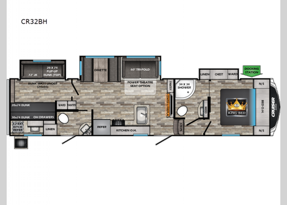 Floorplan - 2023 Cruiser Aire CR32BH Fifth Wheel