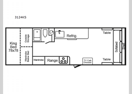 Floorplan - 2024 3124 Series 3124KS Travel Trailer