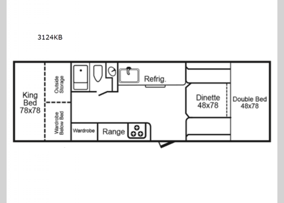 Floorplan - 2024 3124 Series 3124KB Travel Trailer