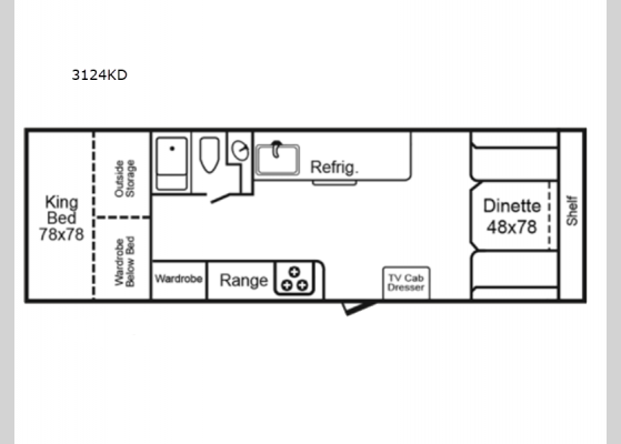 Floorplan - 2024 3124 Series 3124KD Travel Trailer