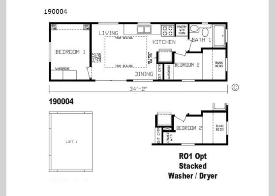 Floorplan - 2024 Cavco 150 Series 190004 Park Models