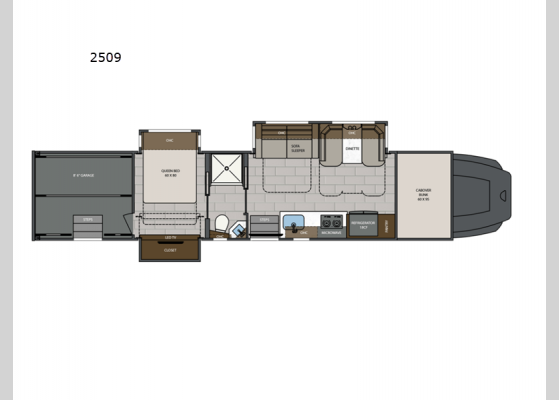 Floorplan - 2025 Renegade Classic 2509 Motor Home Super C - Diesel - Toy Hauler