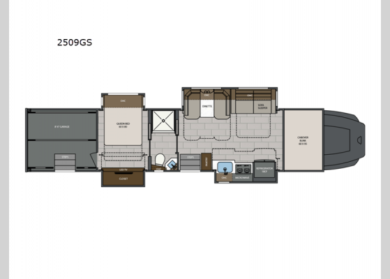 Floorplan - 2025 Renegade Classic 2509GS Motor Home Super C - Diesel - Toy Hauler