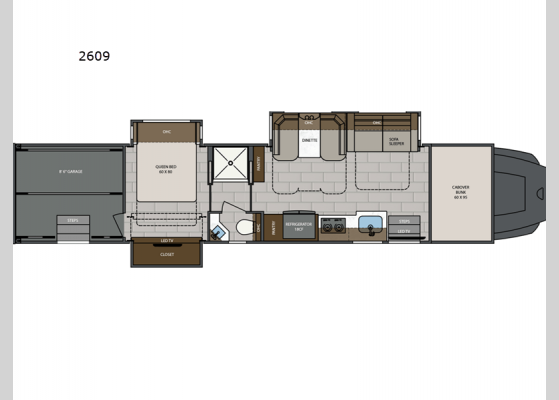 Floorplan - 2025 Renegade Classic 2609 Motor Home Super C - Diesel - Toy Hauler