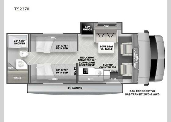 Floorplan - 2025 Sunseeker TS TS2370 Motor Home Class C