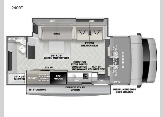 Floorplan - 2025 Sunseeker MBS 2400T Motor Home Class C - Diesel