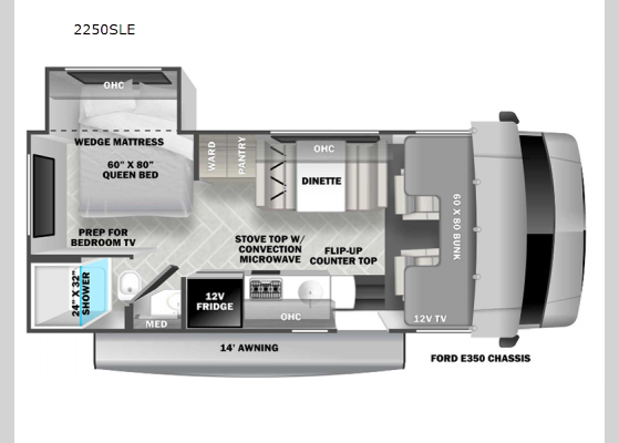 Floorplan - 2025 Sunseeker LE 2250SLE Ford Motor Home Class C