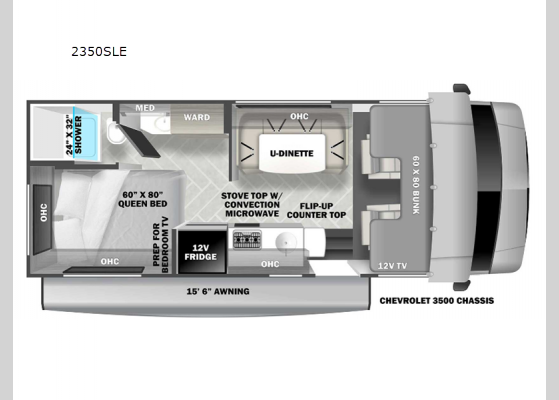 Floorplan - 2025 Sunseeker LE 2350LE Chevy Motor Home Class C