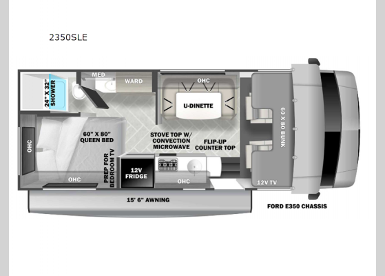 Floorplan - 2025 Sunseeker LE 2350LE Ford Motor Home Class C