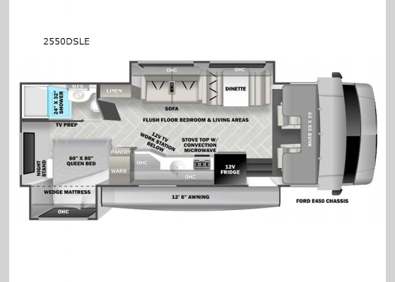 Floorplan - 2025 Sunseeker LE 2550DSLE Ford Motor Home Class C