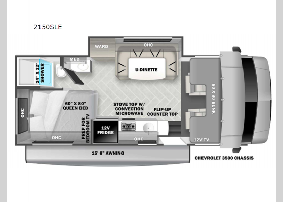 Floorplan - 2025 Sunseeker LE 2150SLE Chevy Motor Home Class C