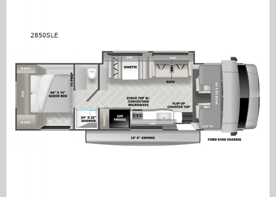 Floorplan - 2025 Sunseeker LE 2850SLE Ford Motor Home Class C