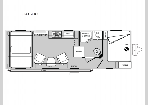 Floorplan - 2025 Genesis Supreme G2415CRXL Toy Hauler Travel Trailer