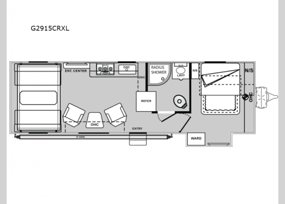 Floorplan - 2025 Genesis Supreme G2915CRXL Toy Hauler Travel Trailer