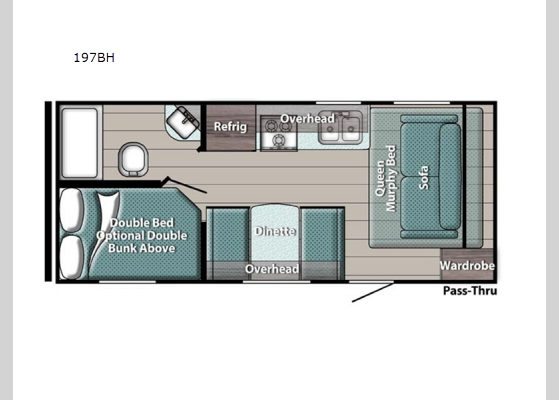 Floorplan - 2024 Conquest Super Lite 197BH Travel Trailer