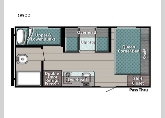 Floorplan - 2024 Conquest Super Lite 199DD Travel Trailer