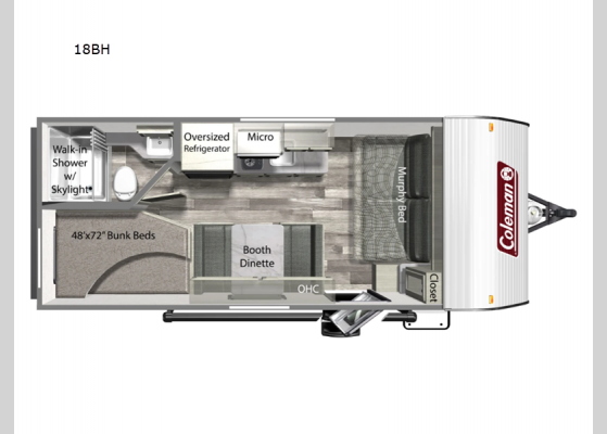 Floorplan - 2024 Coleman Lantern LT Series 18BH Travel Trailer