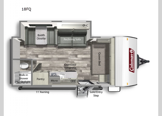 Floorplan - 2024 Coleman Lantern LT Series 18FQ Travel Trailer