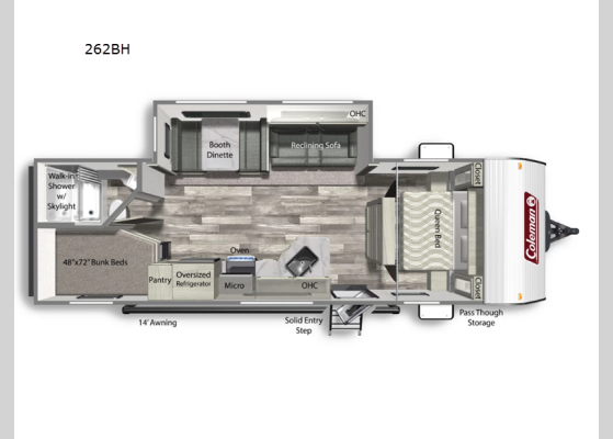 Floorplan - 2024 Coleman Lantern LT Series 262BH Travel Trailer