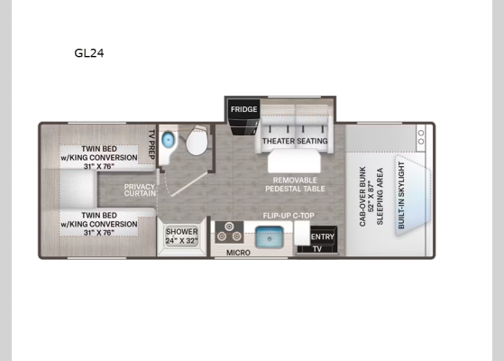 Floorplan - 2024 Echelon Sprinter GL24 Motor Home Class C - Diesel