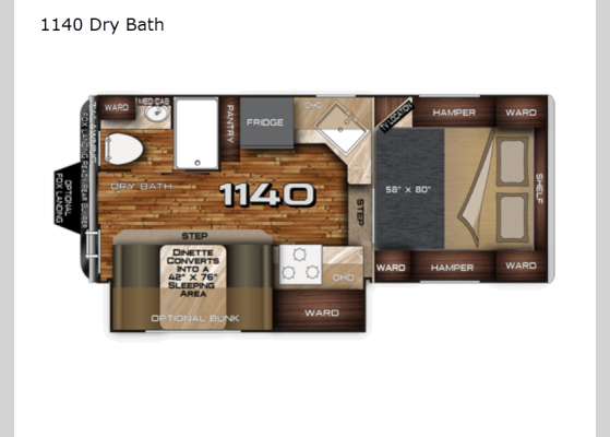 Floorplan - 2024 Arctic Fox Camper 1140 Dry Bath Truck Camper