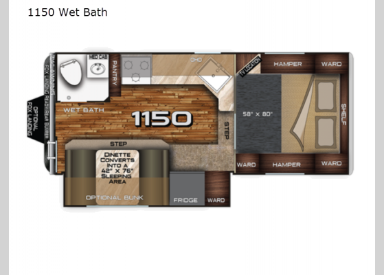 Floorplan - 2024 Arctic Fox Camper 1150 Wet Bath Truck Camper