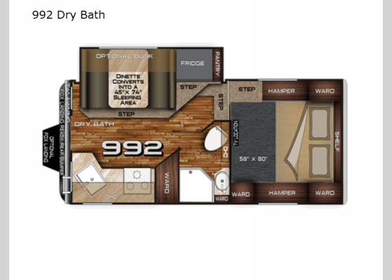 Floorplan - 2024 Arctic Fox Camper 992 Dry Bath Truck Camper