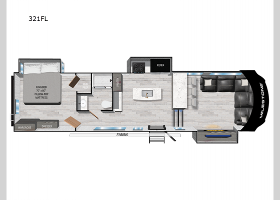 Floorplan - 2024 Milestone 321FL Fifth Wheel