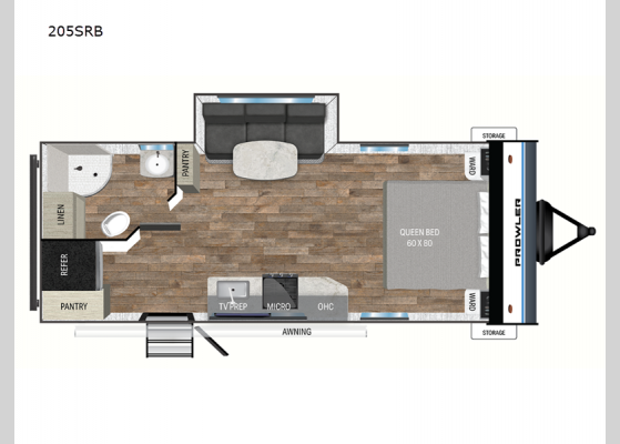 Floorplan - 2024 Prowler 205SRB Travel Trailer