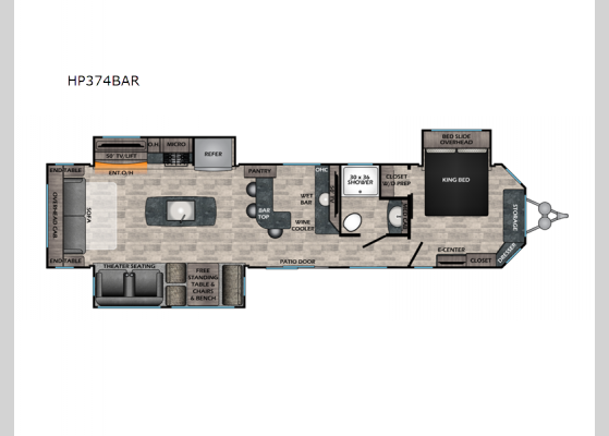 Floorplan - 2024 Hampton HP374BAR Destination Trailer