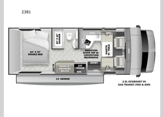 Floorplan - 2024 Forester TS 2381 Motor Home Class C