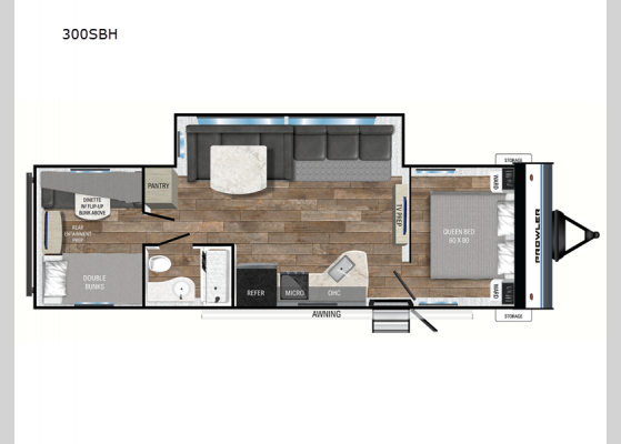 Floorplan - 2024 Prowler 300SBH Travel Trailer