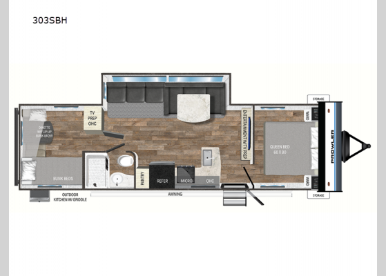 Floorplan - 2024 Prowler 303SBH Travel Trailer