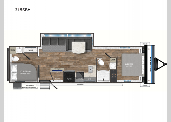 Floorplan - 2024 Prowler 315SBH Travel Trailer