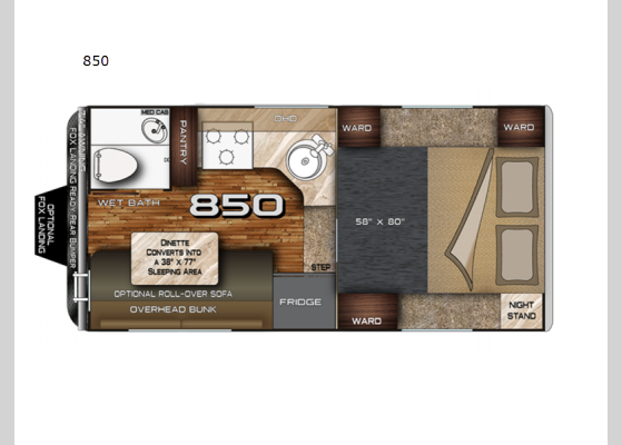 Floorplan - 2024 Wolf Creek 850 Truck Camper