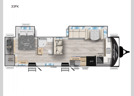 Floorplan - 2024 Eddie Bauer 33FK Travel Trailer