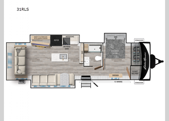 Floorplan - 2024 Eddie Bauer 31RLS Travel Trailer