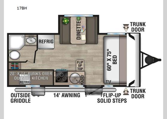 Floorplan - 2024 Confluence 17BH Travel Trailer