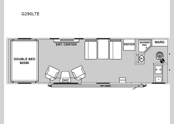 Floorplan - 2025 Genesis Supreme G290LTE Toy Hauler Travel Trailer